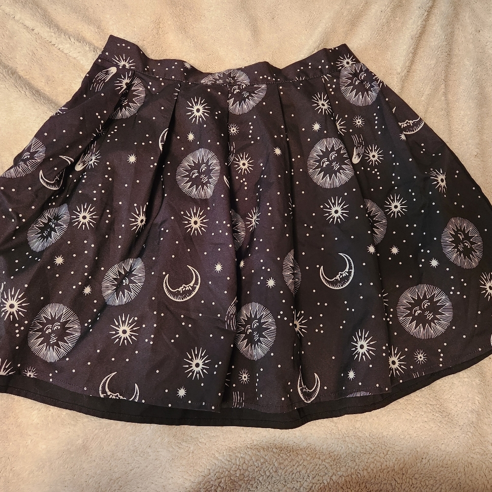 Black Celestial Print Skirt